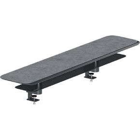 Branch Monitor Stand - Elegant, Durable Powder-Coated Steel Stand with Soft Felt Liner - Small Monitor Riser Second Tier Storage - Installs with a Universal Clamp for Ergonomic Workspace - Charcoal