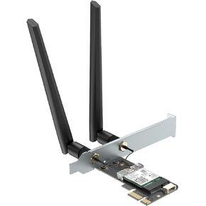 WiFi 6E AX210 PCIe WiFi Network Card BT5.3 for Desktop PC, Tri-Band 6Ghz/5.8GHz/2.4GHz Wireless Adapter with AX210ngw chip, MU-MIMO, WPA3, OFDMA, Low-Profile Bracket, Support Windows 11/10(64Bit)