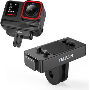 TELESIN Magnetic Quick Release Mount for Insta360 X5 /Ace/Ace Pro X5 Camera Accessories, Aluminum Snap-On Magnetic 2 Prong Mount with 1/4 Screw Hole for Filming