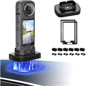 Magnetic Car Mount for Insta360 X4 Accessories, Strong Magnetic Stand Adapter for Various Magnet Surfaces, Insta 360 X4 Holder Base for Home Charging or Storing on Desktop, Black