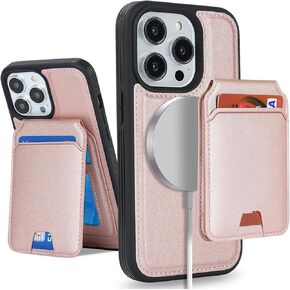 for iPhone 15 Pro Max Phone Case with Card Holder,for iPhone 15 Pro Max Wallet Case for Women Men with MagSafe Leather Protective for iPhone15promax case -Black Leopard in Kuwait