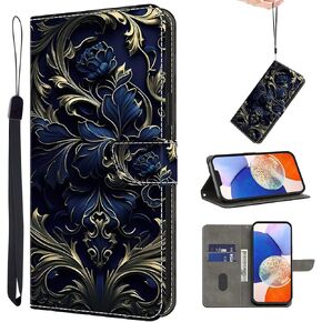 علبة Samsung Galaxy A25 5G 6.5 بوصة ، مع حامل البطاقة ، حزام معصم وإغلاق مغناطيسي ، حالة غلاف مقاومة للصدمة من Samsung Galaxy A25 ، فراشة ملونة