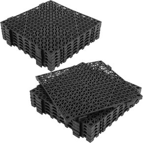 50 Packs Interlocking Drainage Tiles, 12" x 12" Interlocking Floor Tiles, Non-Slip Joints Drainage Tiles Outdoor with Non-Slip Foot Interlocking Drainage Mat, Black