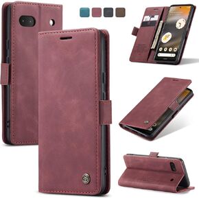 Kowauri Case for Google Pixel 6A,Classic Design Leather Wallet Magnetic Closure Flip Case with Kickstand Card Holder Slot Shockproof Protective Cover for Google Pixel 6A 2022 (Coffee)