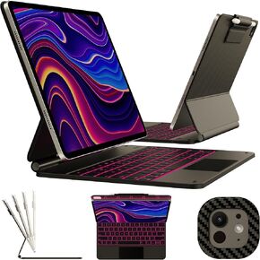 typecase Edge Keyboard Case for 2024 iPad Pro 13-inch (M4),Ultra-Slim Detachable Protective Case,Portrait/Landscape Modes,Built-in Trackpad,11-Color Backlight,Magnetic Stand,Pencil Holder,Carbon Fiber