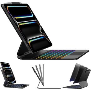 typecase Edge Keyboard Case for 2024 iPad Pro 13-inch (M4),Ultra-Slim Detachable Protective Case,Portrait/Landscape Modes,Built-in Trackpad,11-Color Backlight,Magnetic Stand,Pencil Holder,Black