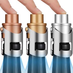 HYZ Champagne Stoppers Wine Saver 3-Pack, Sparkling Wine Vaccum Stoppers with Built-in Pump for Champagne, Prosecco and Cava - Stainless Steel + ABS Champagne Bottle Stoppers Rose Gold/Silver/Black
