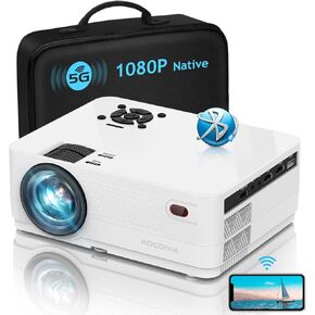 Roconia 5G WiFi Bluetooth Native 1080p Projector, 12000LM Full HD Movie Projector, 300" Display Support 4k Home Theater,Compatible with iOS/Android/XBox/PS4/TV Stick/HDMI/USB (White)
