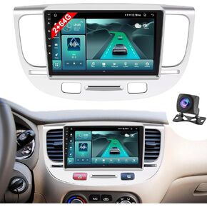 for Kia Rio 2 2005-2011 Android 13 Car Stereo with Wireless Carplay&Android Auto,Upgrade 9 Inch IPS Screen with Bluetooth FM/RDS WiFi GPS Dual USB + AHD Backup Camera (Black 2+64G with AHD)