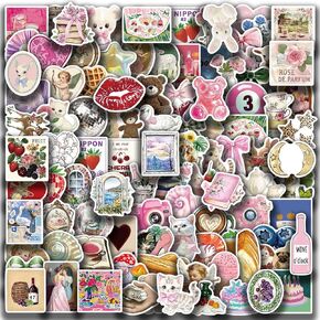 100PCS Aesthetic Stickers, Pink Girl Aesthetic Stickers, Vinyl Waterproof Decal for Water Bottle Guitar Phone Laptop