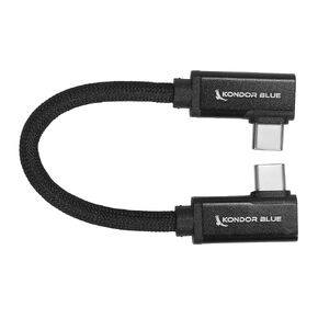 KONDOR BLUE | 6" Dual Right Angle USB-C Braided Cable for 8K Data and Power Delivery | Features 3.2, 20Gb/s 100W, 8K Video Data Transfer & Fast Charging Capability | Black