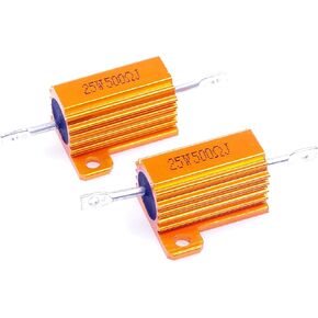 25 Watt 500 Ohm 5% Wirewound Resistor Electronic Aluminium Shell Resistor Gold (Pack of 2)