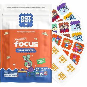 BuzzPatch FocusPatch Focus Enhancing Stickers for Kids and Adults (24 Pack) – The Natural Patch - All Natural, Chemical and Drug Free, Healthy Brain Supports for Attention, Focus, and Concentration