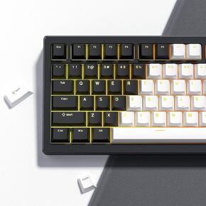 Womier Shine Through PBT Keycaps, Keycaps 60 75 100 Percent Cherry Profile, Custom Key caps Doubleshot Keycaps Set, Universal Compatiability for Cherry Gateron MX Switches Keyboard, Gradient Gray
