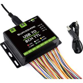 Industrial USB to 8CH TTL Converter USB to TTL (UART) Adapter Board, 1200bps ~ 2M Baudrate Onboard TVS, Self-Recovery Fuse and Protection Diodes, Compatible with Win7/8/8.1/10/11,Linux, Android