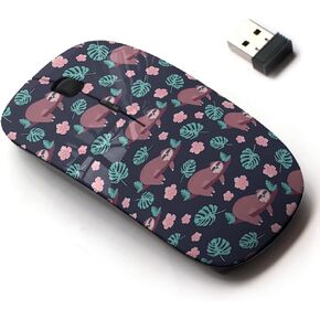2.4G Wireless Mouse with Cute Pattern Design for All Laptops and Desktops with Nano Receiver - Cute Sloth