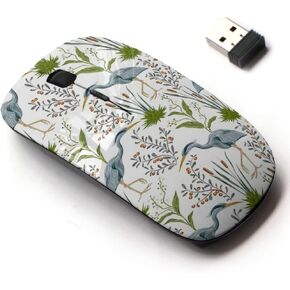 2.4G Wireless Mouse with Cute Pattern Design for All Laptops and Desktops with Nano Receiver - Heron Bird Swamp