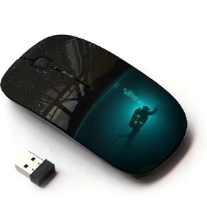 [ Optical 2.4G Wireless Mouse [ Scuba Diver Diving Underwater Tank Night ]