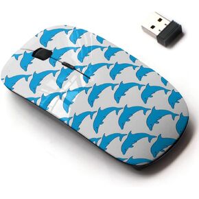 2.4G Wireless Mouse with Cute Pattern Design for All Laptops and Desktops with Nano Receiver - Dolphins
