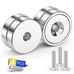 Grtard 8 Pack Neodymium Cup Magnets, 30LBS Holding Force Strong Rare Earth Magnets with Heavy Duty Countersunk Hole and Stainless Screws for Refrigerator, Tool Room, Science, Craft, Office and Garage