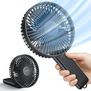 WSKEN Portable Handheld Fan - 6 Inch Quiet 180° Foldable Fan with Battery Operated, 20H Max Cooling Time, 4000mAh Rechargeable, 4-Speed, Travel Essential for Outdoor, Office, Gift, Black