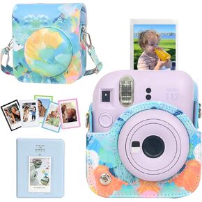 CAIYOULE Case for Fujifilm Instax Mini 12 Instant Film Camera Protective Bag with Adjustable Shoulder Straps(No Camera) -petals