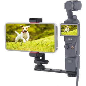 Adjustable Phone Holder for DJI Osmo Pocket 3, Pocket 3 Accessories Expansion Adapter with 1/4" Thread Hole, Phone 180 Degree Up/Down, Horizonal/Vertical Adjustable