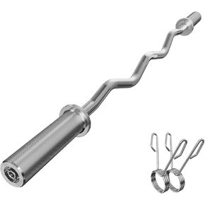 POWER GUIDANCE 2 Inch Curl Bar with Weights 47", 300LBS Weight Capacity Olympic EZ Curl Barbell for Bicep, Tricep and Weight Lifting Exercises