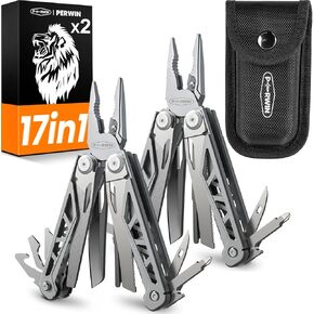 Multitool, 17-in-1 Stainless Steel Multi Tool Pliers with Self-locking, Pocket Knife, Professional (EDC) Multi-tool for Outdoor, Survival, Camping and Hunting, Hiking, Simple Repair