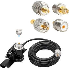 Anina Car Antenna Lip Mount Bracket Fix Bracket Mounting UHF PL259 Male to SO239 Female SMA - UHF FR Coaxial Connector Kit SMA to PL259 SO239 for CB Radio/Handheld Ham Radio Antenna