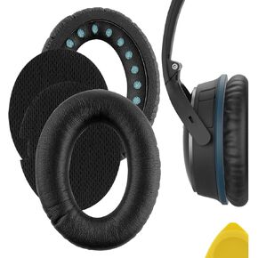 Geekria QuickFit Replacement Ear Pads for Bose QuietComfort 15, QC15, QC2 Headphones Ear Cushions, Headset Earpads, Ear Cups Cover Repair Parts (Black)