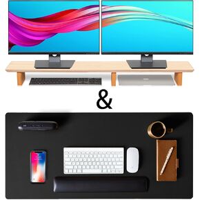 Leather Desk Pad& Monitor Stand