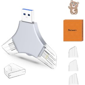 USB 3.0 فلاش محرك أقراص فلاش 64 جيجابايت لجهاز iPhone ، 3IN1 عصا تخزين حارس مرجعية صور الذاكرة الخارجي لالتقاط الصور/الفيديو/البيانات الاحتياطية ، V8.93HIGH