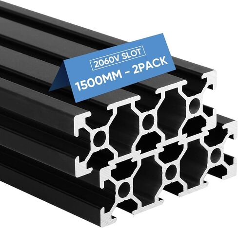 FAHKNS 2PCS 2060 Aluminum Extrusion European Standard, V Slot Extruded Aluminum, 2000mm Length Anodized Linear Rail for 3D Printer Engraving Machine Workbench DIY Black in Kuwait