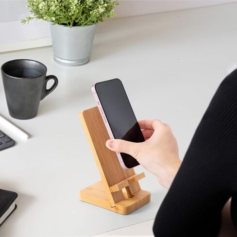 Wooden Countertop Simple Cell Phone Holder with Mirror (Bamboo) in Saudi Arabia