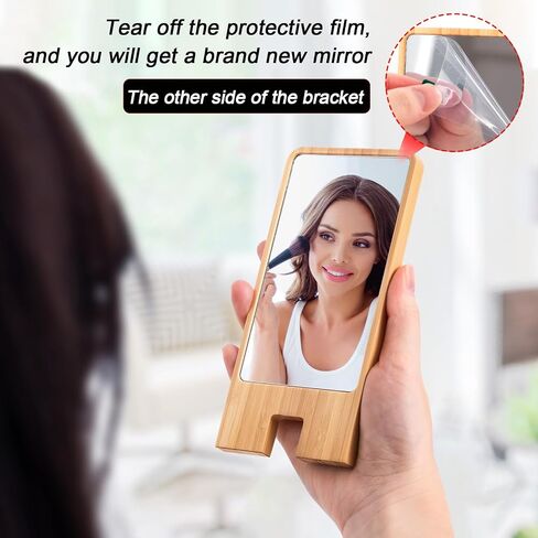 Wooden Countertop Simple Cell Phone Holder with Mirror (Bamboo) in Saudi Arabia