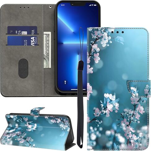 ALILANG for Samsung Galaxy S25 Ultra Wallet Case with Credit Card Holder, Flip Book PU Leather Protective Magnetic Cover for Galaxy S25 Ultra Case-Plum Blossom in Saudi Arabia