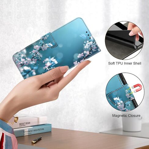 ALILANG for Samsung Galaxy S25 Ultra Wallet Case with Credit Card Holder, Flip Book PU Leather Protective Magnetic Cover for Galaxy S25 Ultra Case-Plum Blossom in Saudi Arabia