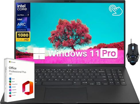LG gram 15" Lightweight Business Laptop, FHD Touchscreen, Intel Ultra 7-155H, 16 GB RAM, 1 TB SSD, Intel Arc Graphics, Backlit KB, Wi-Fi 6E, Win 11 Pro, with Office Lifetime License & Designed Mouse in Kuwait