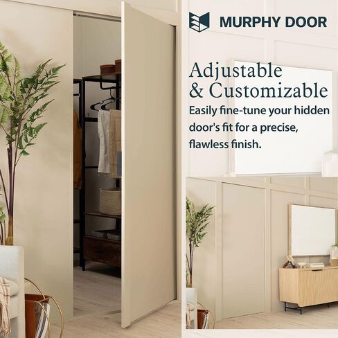أجهزة المفصلات المخفية من MURPHY DOOR - نظام باب مخفي سهل الاستخدام، مفصلات باب متأرجحة شديدة التحمل للباب السري أو خزانة الكتب المخفية، يصل وزنها إلى 300 رطل in Saudi Arabia