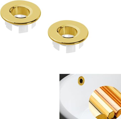 2 PCS Sink Overflow Ring مصقول النيكل الحمام الغرور بالوعة غلاف الفائض إدراج في جولة القطع الطبق النحاسي مواد المطبخ الحمام إكسسوارات (البرونز) in Kuwait