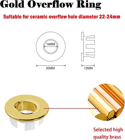 2 PCS Sink Overflow Ring مصقول النيكل الحمام الغرور بالوعة غلاف الفائض إدراج في جولة القطع الطبق النحاسي مواد المطبخ الحمام إكسسوارات (البرونز) in Kuwait