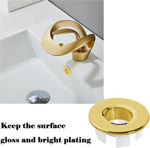 2 PCS Sink Overflow Ring مصقول النيكل الحمام الغرور بالوعة غلاف الفائض إدراج في جولة القطع الطبق النحاسي مواد المطبخ الحمام إكسسوارات (البرونز) in Kuwait