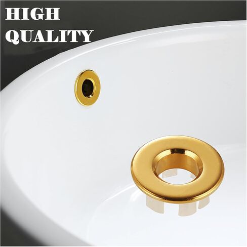 2 PCS Sink Overflow Ring مصقول النيكل الحمام الغرور بالوعة غلاف الفائض إدراج في جولة القطع الطبق النحاسي مواد المطبخ الحمام إكسسوارات (البرونز) in Kuwait