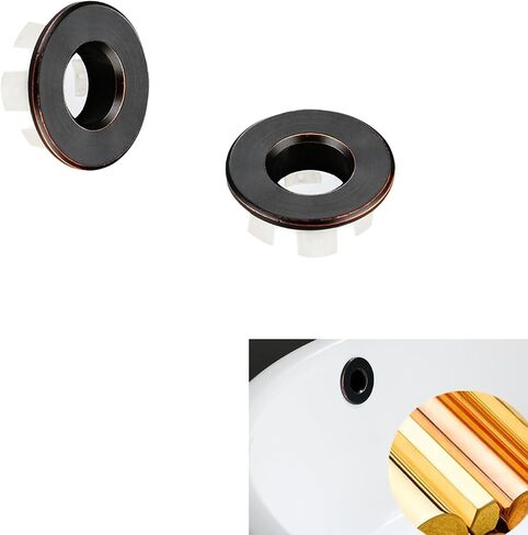 2 PCS Sink Overflow Ring مصقول النيكل الحمام الغرور بالوعة غلاف الفائض إدراج في جولة القطع الطبق النحاسي مواد المطبخ الحمام إكسسوارات (البرونز) in Kuwait