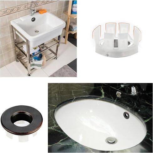 2 PCS Sink Overflow Ring مصقول النيكل الحمام الغرور بالوعة غلاف الفائض إدراج في جولة القطع الطبق النحاسي مواد المطبخ الحمام إكسسوارات (البرونز) in Kuwait