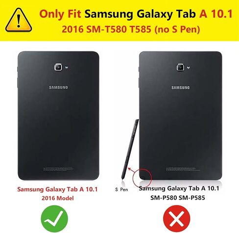 Case for Samsung Galaxy Tab A 10.1 inch 2016 (SM-T580 T585 T587), 360 Degree Rotating Stand Case Smart Protective Cover,with Stylus Pen,Screen Film (Black) in Saudi Arabia