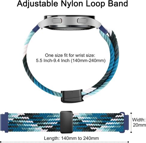 نطاقات Meliya لـ Galaxy Watch 7/6/5/4/FE/FE 40 مم 44 مم ، ل Samsung Galaxy Watch 5 Pro Band 45mm ، لـ Galaxy 6/4 Classic Bands 47mm 43mm 46mm 42mm Women Men Men Braided Magnetic Buck Strap in Kuwait