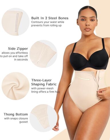 SHAPELLX Thong Shapewear Tummy Contro Shaping Colombianas Moldeadoras Slimming Side Zipper Panties Belly Shaper in Saudi Arabia