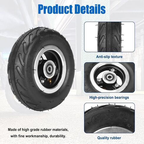 6X2 Inflation Tire Wheel Use 6" Tire Alloy Hub 160mm Pneumatic Tyre Scooter F0 Pneumatic Wheel Trolley Cart Air Wheel M10 in Kuwait